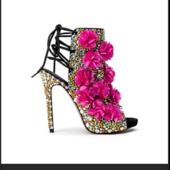 Gemstone-embellished Stiletto Bootie heels, - Picture 1 of 5